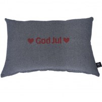 Kissenhülle-God Jul - Grau mit roten Schriftzug -40x60 cm-18.00